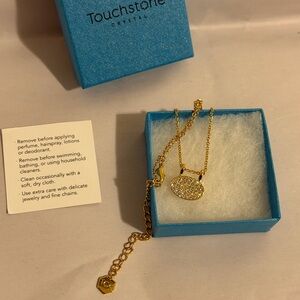Touchstone Crystal Gold Necklace with Sparkling Oval Pendant